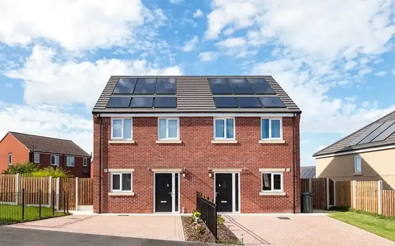 Domestic homes with solar panels.